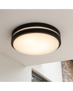 Plast taklampa utomhus med rörelsesensor svart, James, IP44