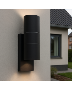 Modern utomhus vägglampa med skymningssensor svart, Pedro, IP44