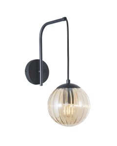 Retro vägglampa bärnstensfärgad, Rifka, med brytare