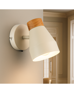Rustik vägglampa beige, Freddie, med brytare
