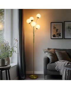 Design golvlampa mässing, Stacy, med brytare