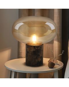 Marmor bordslampa bärnstensfärgad, Alan, med brytare