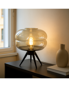 Retro bordslampa bärnstensfärgad, Sean, med brytare