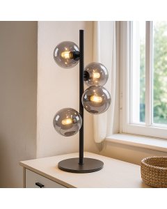 Design bordslampa grå, Remo, med brytare