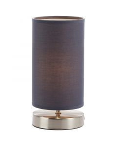 Tyg bordslampa grå, Merinde, med brytare