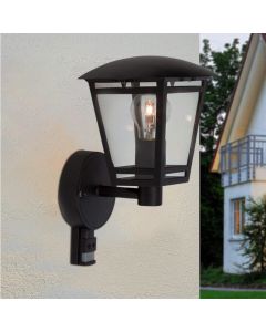 Modern utomhus vägglampa med rörelsesensor svart, Jedidjah, IP44