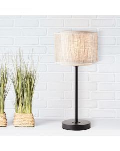 Rustik bordslampa beige, Gerbert, med brytare
