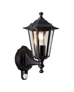 Klassisk utomhus vägglampa med rörelsesensor svart, Rayn, IP44
