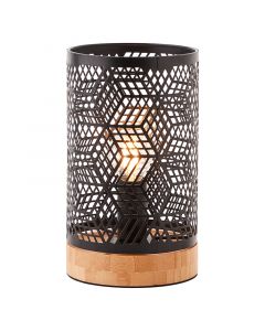 Trä bordslampa svart, Sherona, med brytare