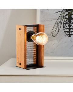 Trä bordslampa brun, Rasha, med brytare