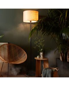 Trä golvlampa beige, Enna, med brytare