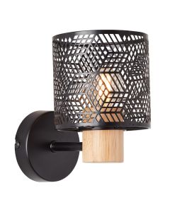Trä vägglampa svart, Sherona