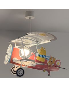 Röd fönsterlampa barn plast, Teddy plane