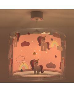 Rosa fönsterlampa barn plast, Unicorn