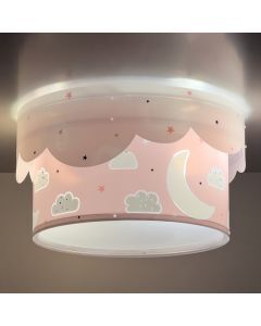 Rosa taklampa barn plast, Moon