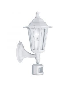 Vit klassisk utomhus vägglampa med rörelsesensor aluminium, Alieke, IP44