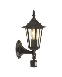 Svart klassisk utomhus vägglampa med rörelsesensor aluminium, Alieke, IP44