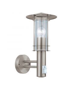 Silver modern utomhus vägglampa med rörelsesensor rostfritt stål, Arabella, IP44