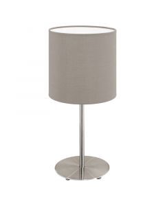 Taupe modern bordslampa tyg, Abano, med brytare