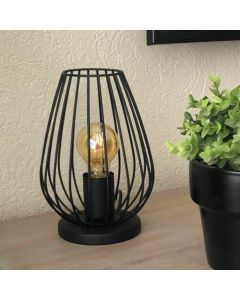 Svart modern bordslampa metall, Kitana, med brytare
