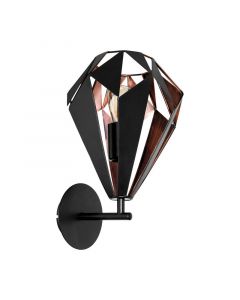 Svart modern vägglampa metall, Acri