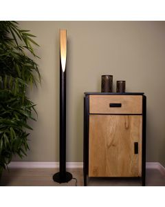 Brun modern golvlampa aluminium, Aloysius, med brytare