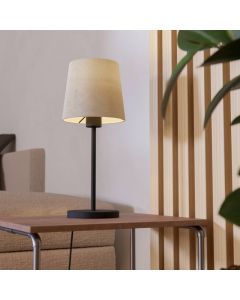 Svart modern bordslampa tyg, Siham, med brytare