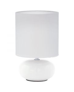 Vit bordslampa tyg, Matthew, med brytare