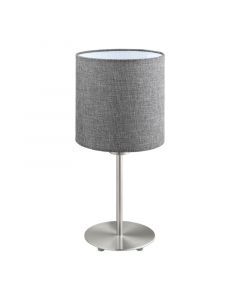 Grå modern bordslampa tyg, Abano, med brytare