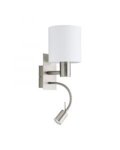 Vit modern vägglampa tyg, Abano, med brytare