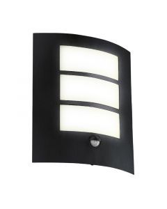 Svart modern utomhus vägglampa med rörelsesensor stål, Elyana, IP44