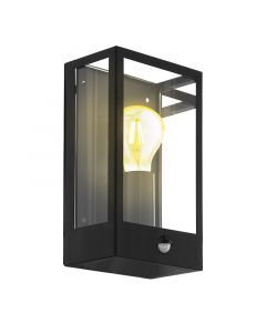 Svart industri utomhus vägglampa med rörelsesensor stål, Alihan, IP44