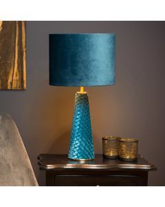 Blå bordslampa retro, Extravaganza Velvet, med brytare