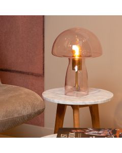 Rosa bordslampa modern, Fungo, med brytare