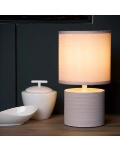 Keramik bordslampa grå, Greasby, med brytare