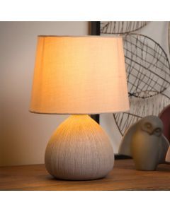 Keramik bordslampa beige, Ramzi, med brytare