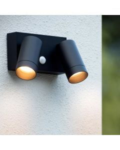 Svart utomhus vägglampa med rörelsesensor modern, Taylor, IP54