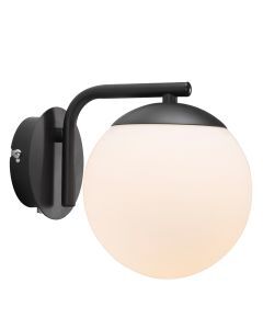 Svart vägglampa design, Grant, med brytare