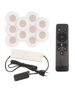 10 vit infälld spotlights uterum Dico, IP65, med anslutningsset och fjärrkontroll