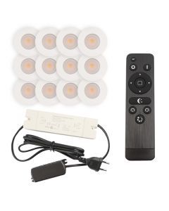 12 vit infälld spotlights uterum Dico, IP65, med anslutningsset och fjärrkontroll