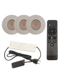 3 krom infälld spotlights uterum Dico, IP65, med anslutningsset och fjärrkontroll