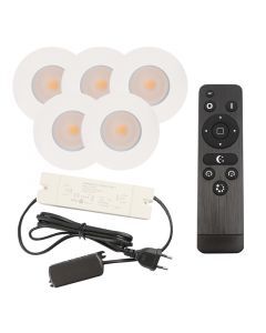 5 vit infälld spotlights uterum Dico, IP65, med anslutningsset och fjärrkontroll