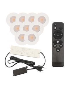 9 vit infälld spotlights uterum Dico, IP65, med anslutningsset och fjärrkontroll