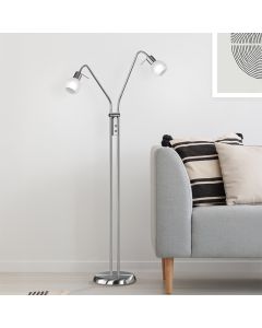 Nickel golvlampa modern, Benita, med brytare