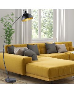 Svart golvlampa modern, Fiore, med brytare