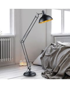 Svart golvlampa modern, Benoit, med brytare
