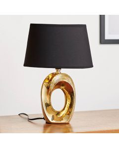 Keramik bordslampa guld, Moldrup, med brytare