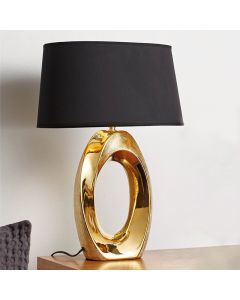 Keramik bordslampa guld, Moldrup, med brytare