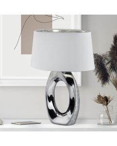 Keramik bordslampa silver, Moldrup, med brytare