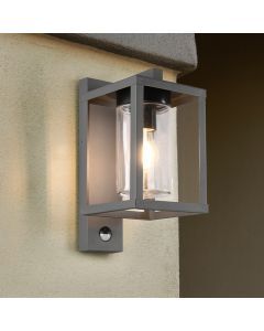 Antracit utomhus vägglampa med rörelsesensor modern, Reini, IP44